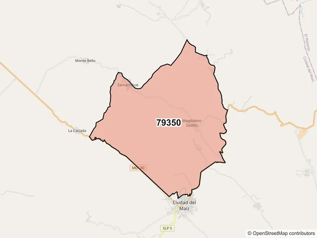 Mapa del código postal 79350, Ciudad del Maíz, San Luis Potosí