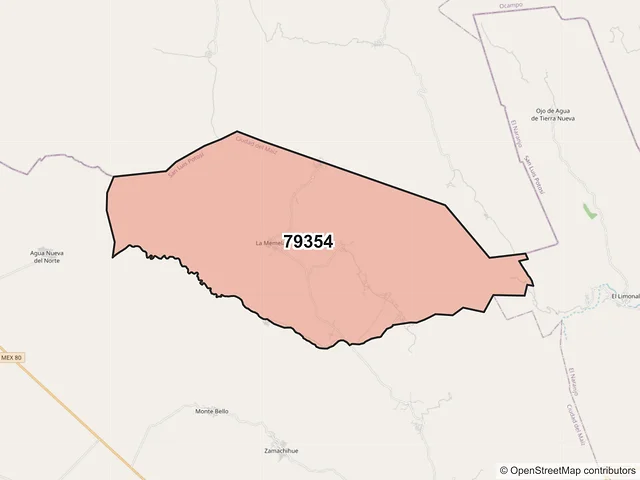 Mapa del código postal 79354, Ciudad del Maíz, San Luis Potosí