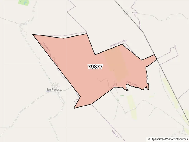 Mapa del código postal 79377, Alaquines, San Luis Potosí