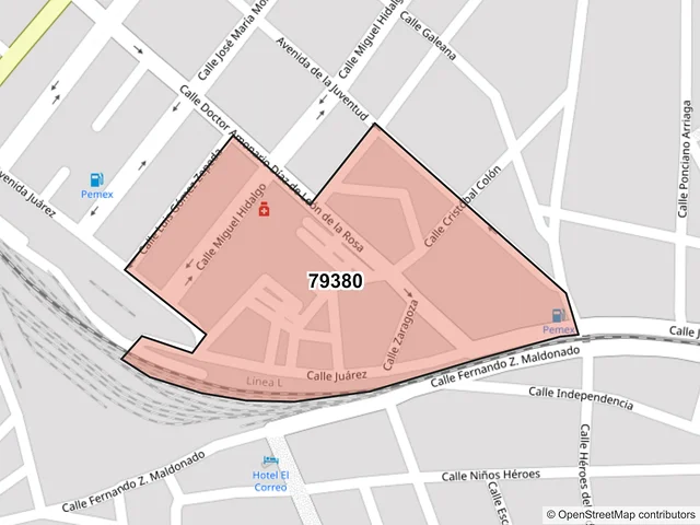 Mapa del código postal 79380, Cárdenas, San Luis Potosí