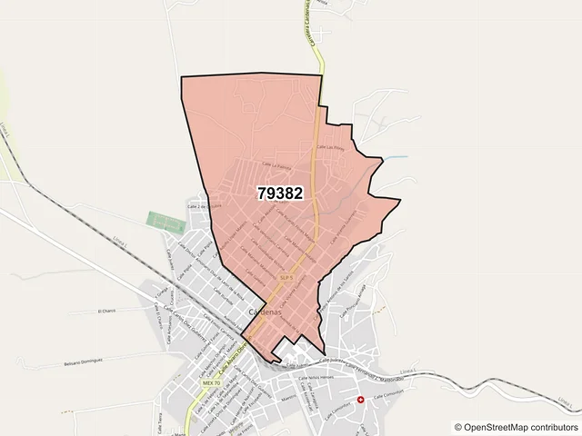 Mapa del código postal 79382, Cárdenas, San Luis Potosí