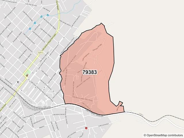 Mapa del código postal 79383, Cárdenas, San Luis Potosí