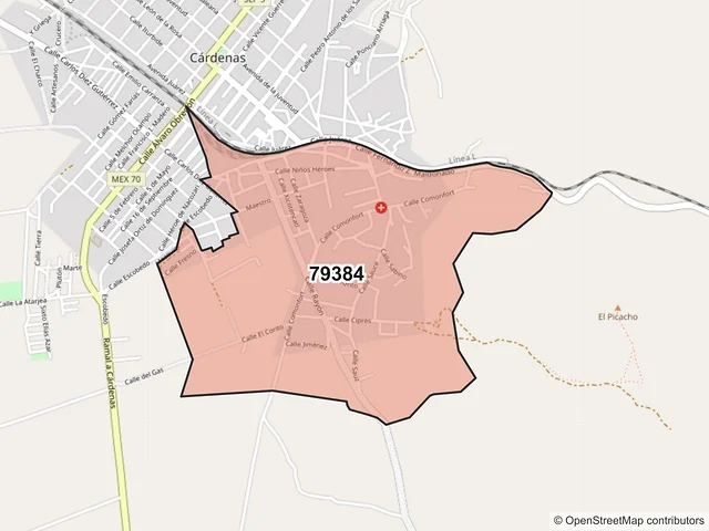 Mapa del código postal 79384, Cárdenas, San Luis Potosí