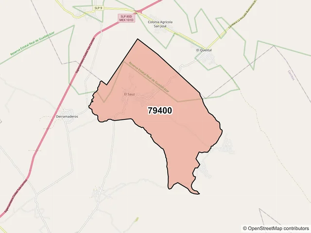Mapa del código postal 79400, Cerritos, San Luis Potosí