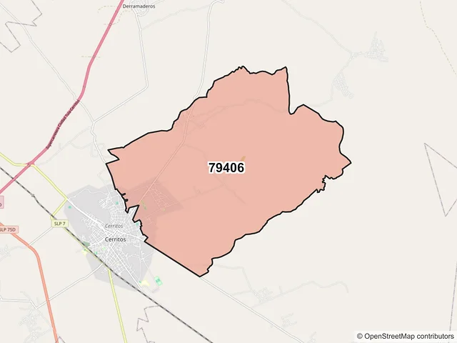 Mapa del código postal 79406, Cerritos, San Luis Potosí
