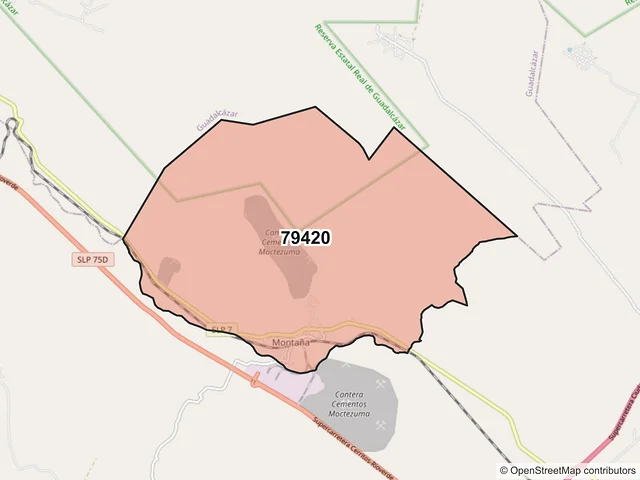 Mapa del código postal 79420, Cerritos, San Luis Potosí