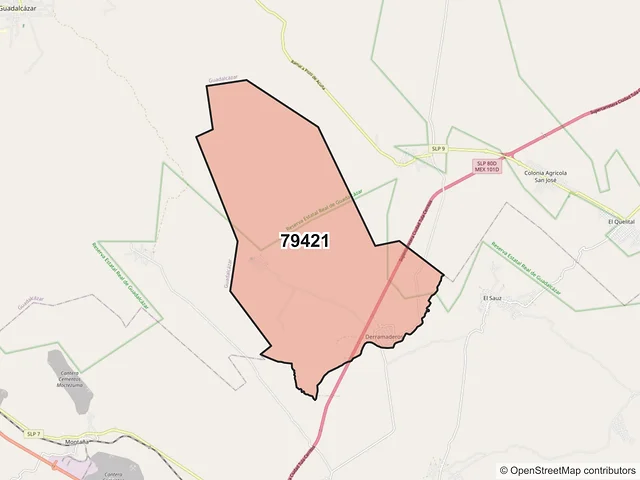 Mapa del código postal 79421, Cerritos, San Luis Potosí