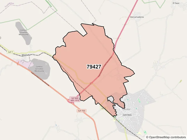 Mapa del código postal 79427, Cerritos, San Luis Potosí