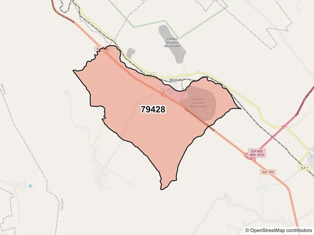Mapa del código postal 79428, Cerritos, San Luis Potosí