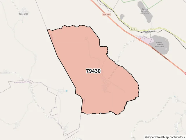 Mapa del código postal 79430, Cerritos, San Luis Potosí