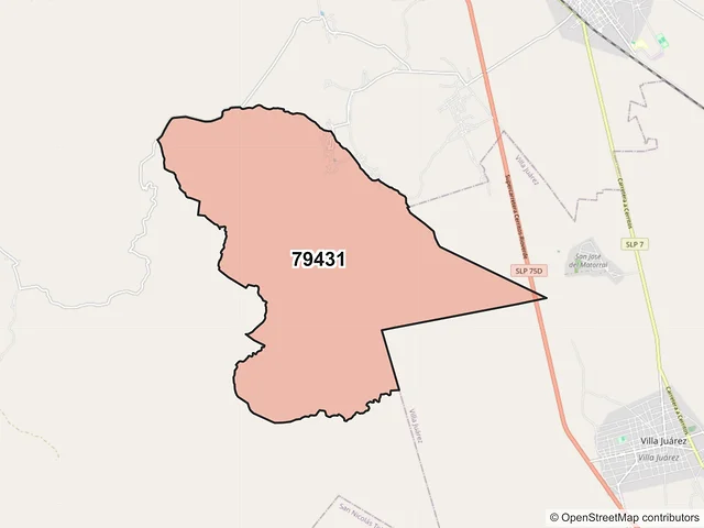 Mapa del código postal 79431, Cerritos, San Luis Potosí