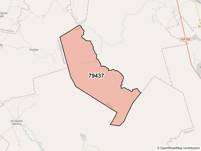 Mapa del código postal 79437, Cerritos, San Luis Potosí
