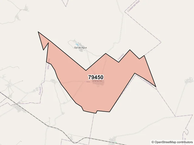 Mapa del código postal 79450, Villa Juárez, San Luis Potosí