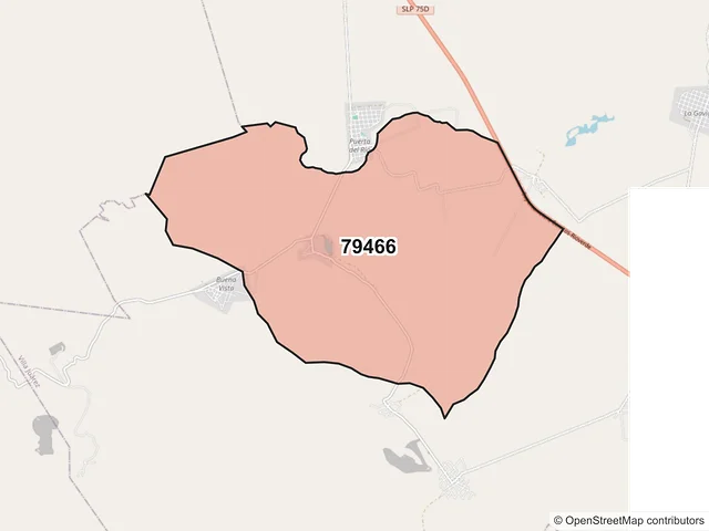 Mapa del código postal 79466, Villa Juárez, San Luis Potosí
