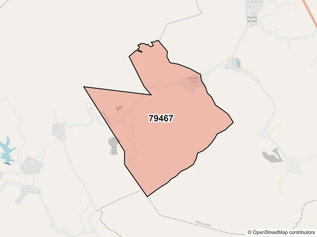 Mapa del código postal 79467, Villa Juárez, San Luis Potosí