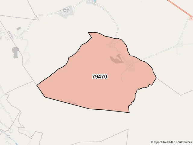 Mapa del código postal 79470, Villa Juárez, San Luis Potosí