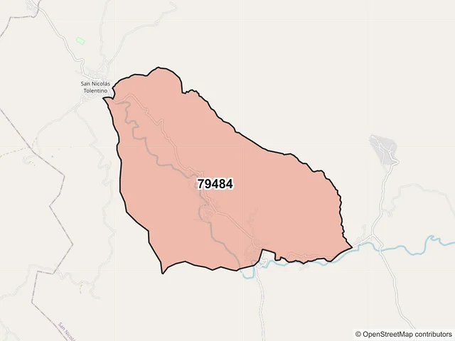 Mapa del código postal 79484, San Nicolás Tolentino, San Luis Potosí