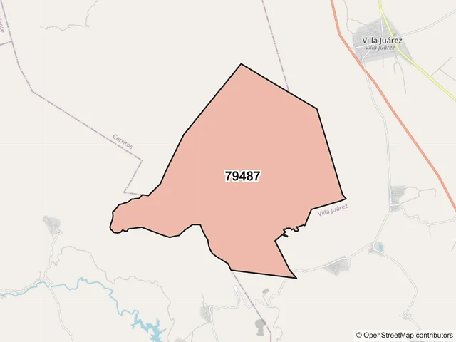 Mapa del código postal 79487, San Nicolás Tolentino, San Luis Potosí