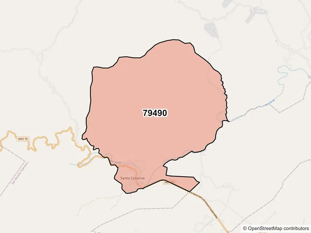 Mapa del código postal 79490, San Nicolás Tolentino, San Luis Potosí