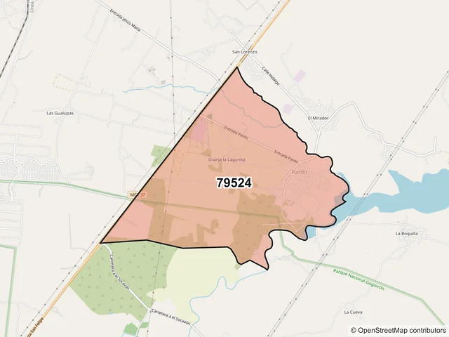 Mapa del código postal 79524, Villa de Reyes, San Luis Potosí