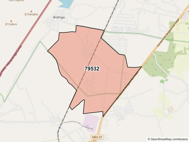 Mapa del código postal 79532, Villa de Reyes, San Luis Potosí