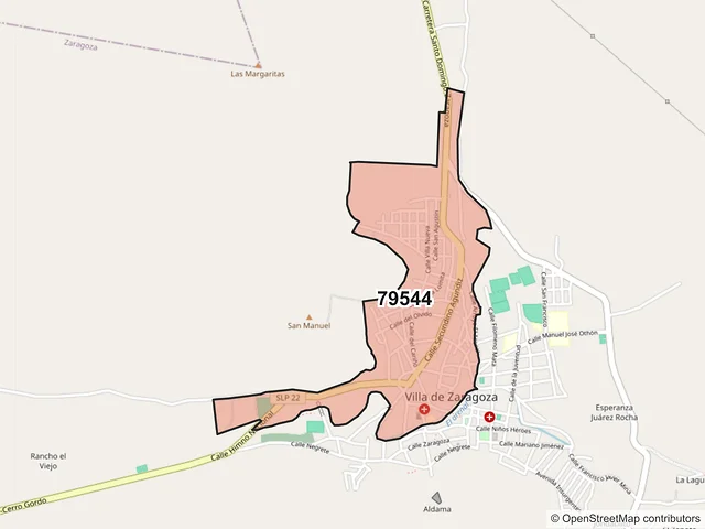 Mapa del código postal 79544, Zaragoza, San Luis Potosí