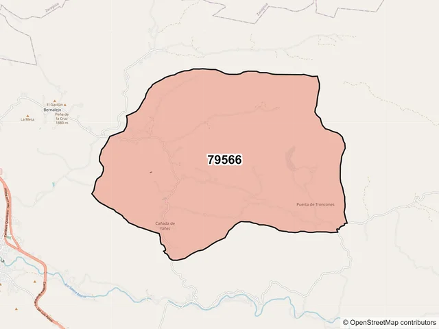 Mapa del código postal 79566, Santa María del Río, San Luis Potosí