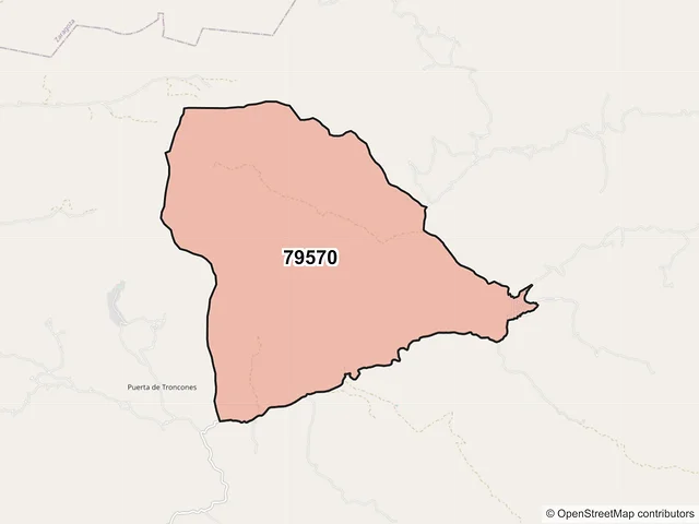 Mapa del código postal 79570, Santa María del Río, San Luis Potosí