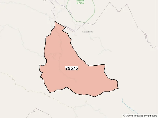 Mapa del código postal 79575, Santa María del Río, San Luis Potosí