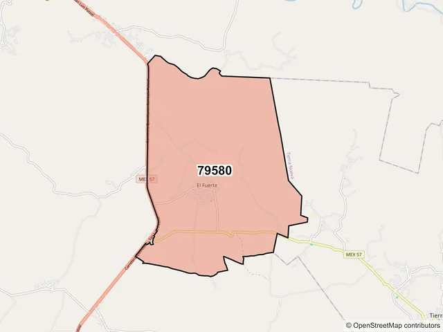 Mapa del código postal 79580, Santa María del Río, San Luis Potosí