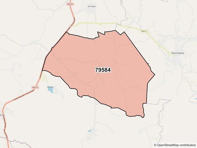 Mapa del código postal 79584, Santa María del Río, San Luis Potosí