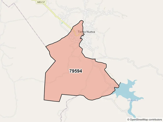 Mapa del código postal 79594, Tierra Nueva, San Luis Potosí