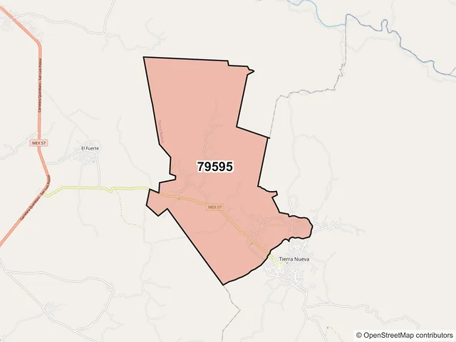 Mapa del código postal 79595, Tierra Nueva, San Luis Potosí