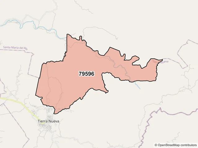 Mapa del código postal 79596, Tierra Nueva, San Luis Potosí