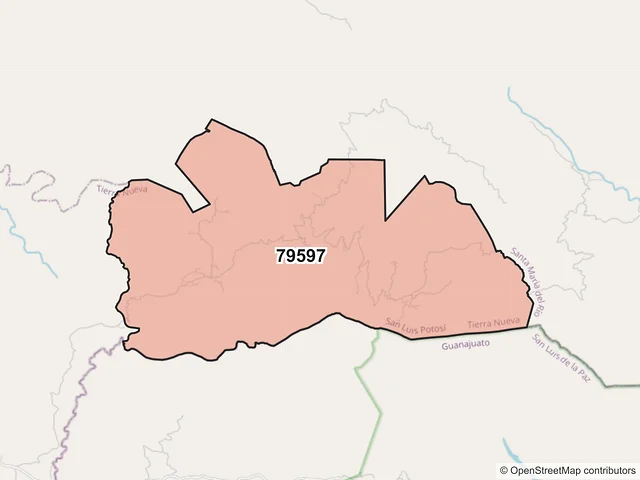 Mapa del código postal 79597, Tierra Nueva, San Luis Potosí