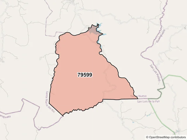 Mapa del código postal 79599, Tierra Nueva, San Luis Potosí