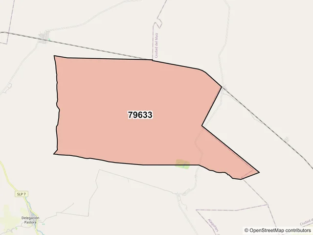 Mapa del código postal 79633, Rioverde, San Luis Potosí