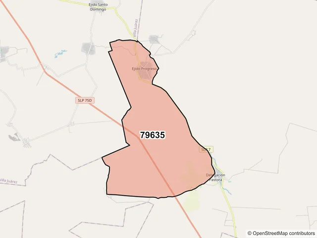 Mapa del código postal 79635, Rioverde, San Luis Potosí