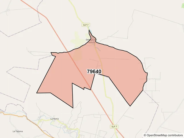 Mapa del código postal 79640, Rioverde, San Luis Potosí
