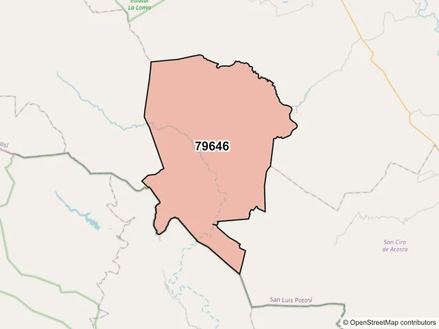 Mapa del código postal 79646, Rioverde, San Luis Potosí