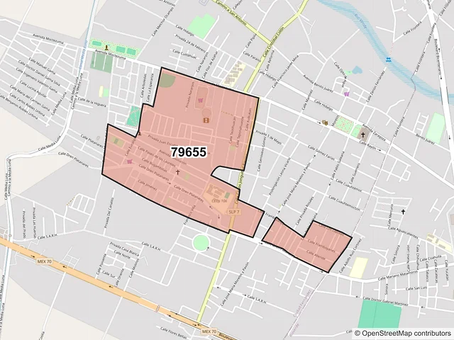 Mapa del código postal 79655, Ciudad Fernández, San Luis Potosí