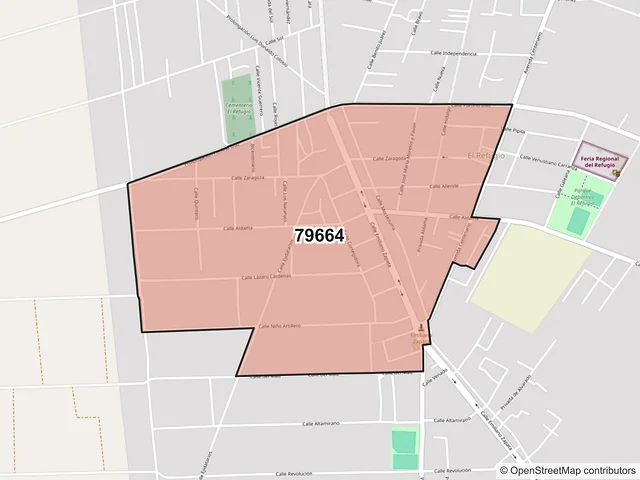 Mapa del código postal 79664, Ciudad Fernández, San Luis Potosí