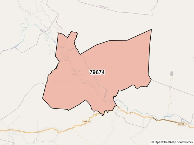Mapa del código postal 79674, Ciudad Fernández, San Luis Potosí