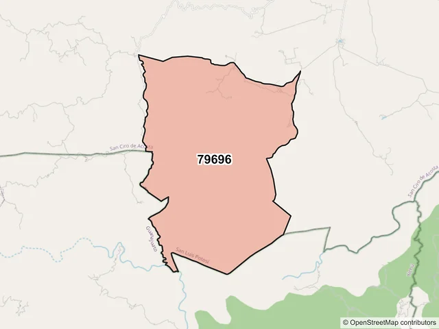 Mapa del código postal 79696, San Ciro de Acosta, San Luis Potosí