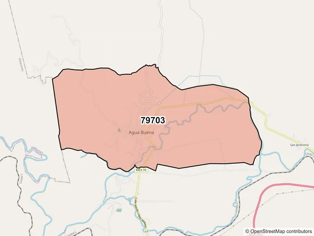Mapa del código postal 79703, Tamasopo, San Luis Potosí