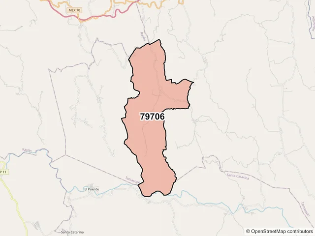 Mapa del código postal 79706, Tamasopo, San Luis Potosí