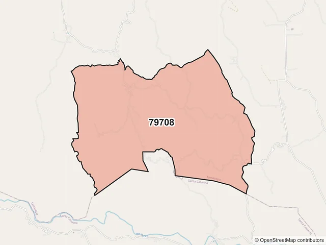 Mapa del código postal 79708, Tamasopo, San Luis Potosí