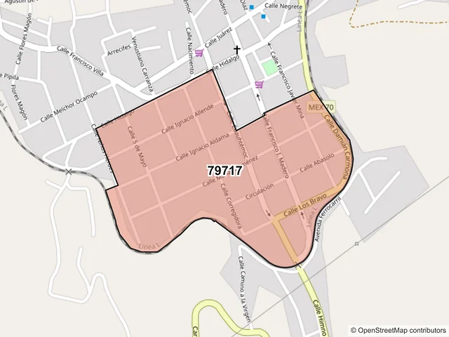 Mapa del código postal 79717, Tamasopo, San Luis Potosí