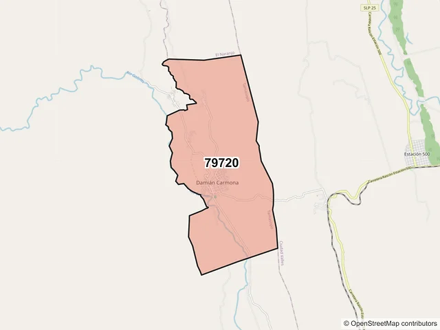 Mapa del código postal 79720, Tamasopo, San Luis Potosí