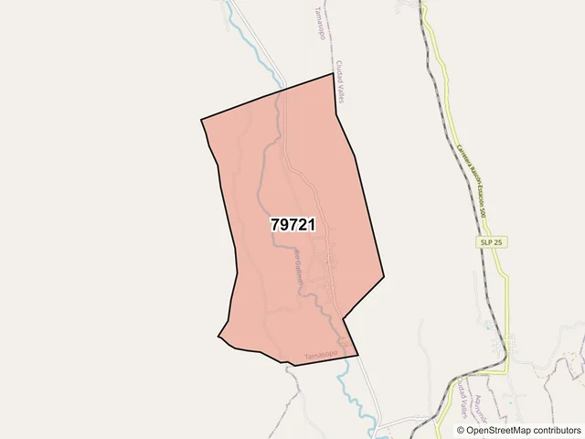 Mapa del código postal 79721, Tamasopo, San Luis Potosí